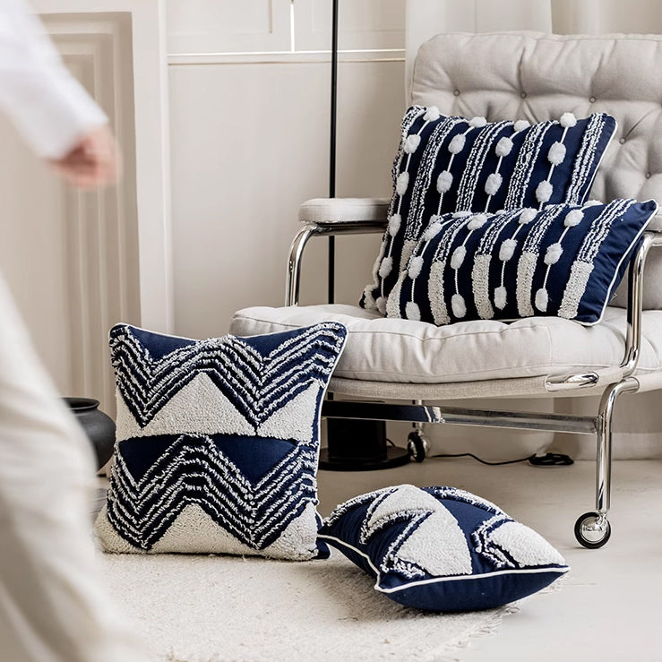 2design navy geometry cushion