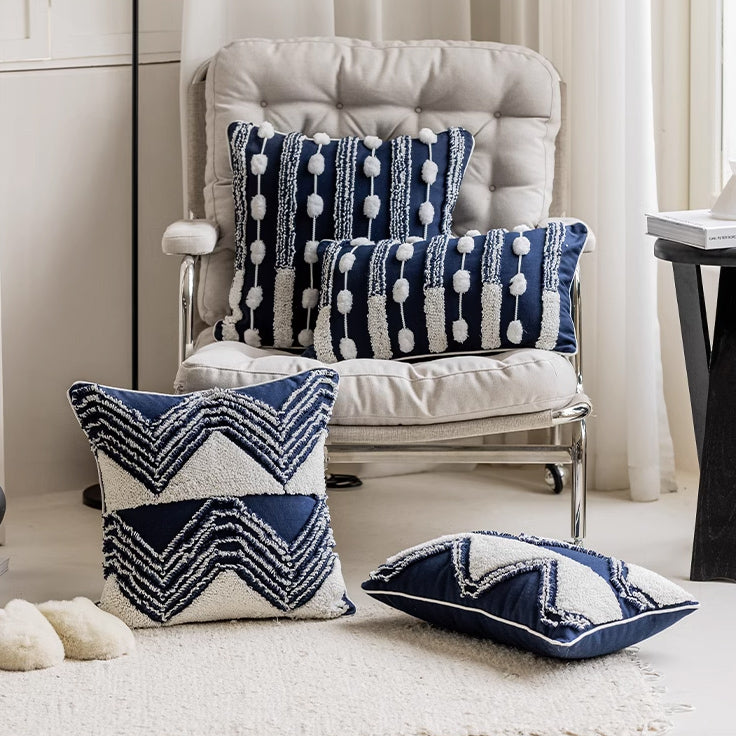 2design navy geometry cushion