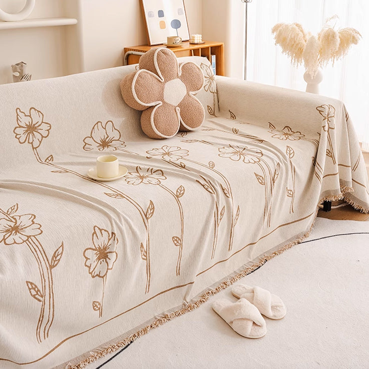 3color natural flower sofa cover