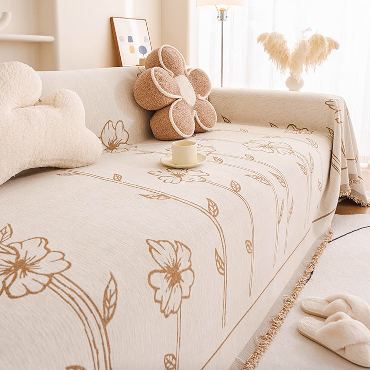 3color natural flower sofa cover