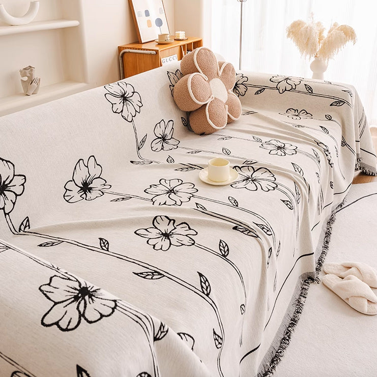 3color natural flower sofa cover
