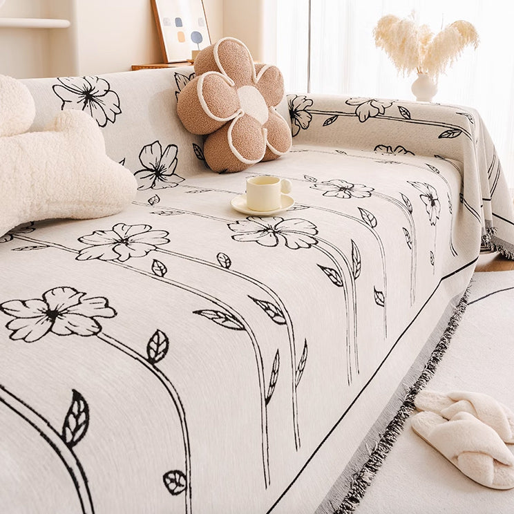 3color natural flower sofa cover