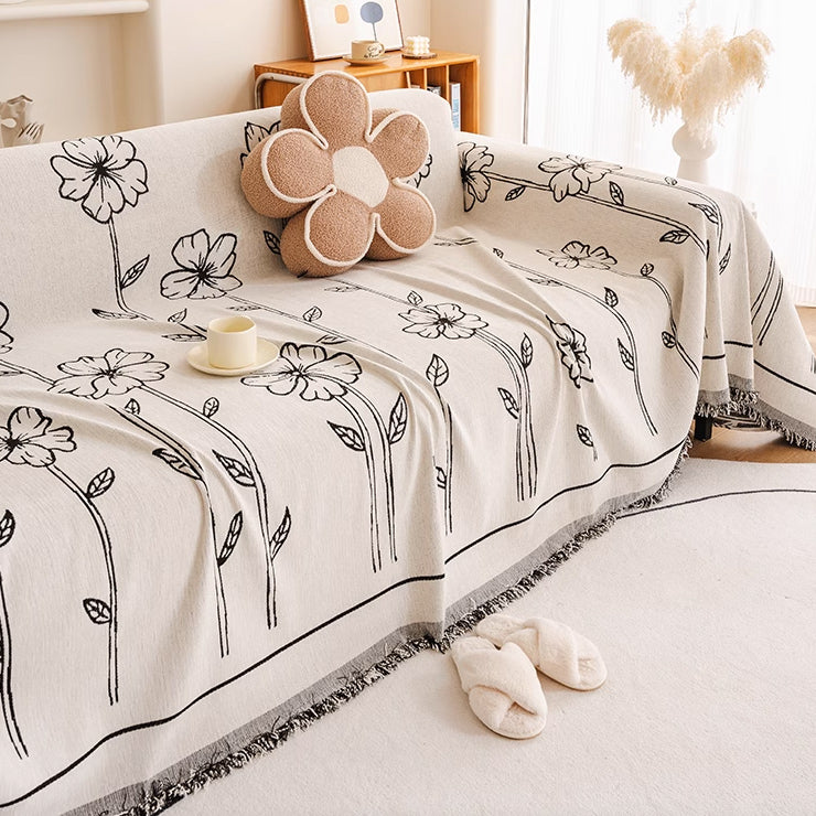 3color natural flower sofa cover
