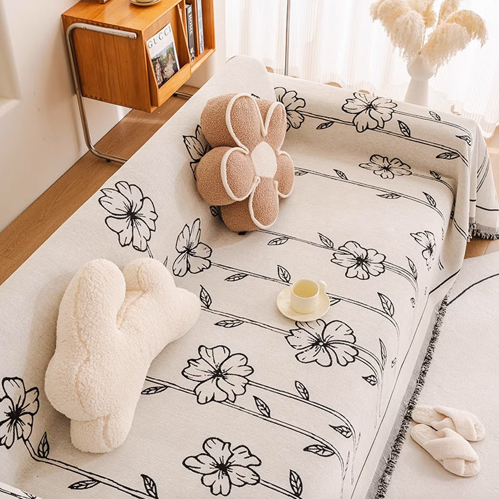 3color natural flower sofa cover