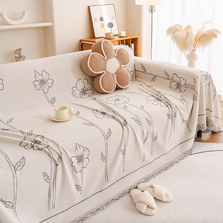 3color natural flower sofa cover