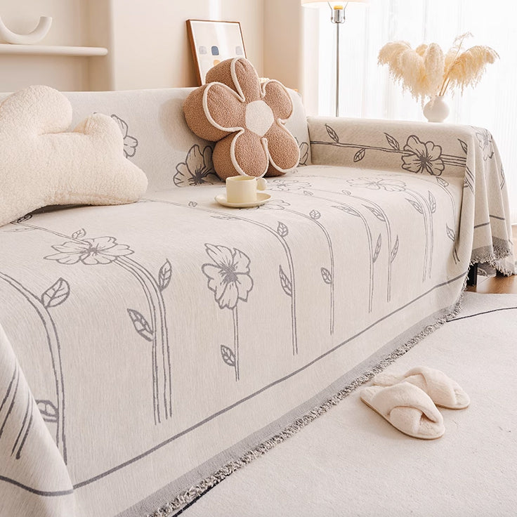 3color natural flower sofa cover