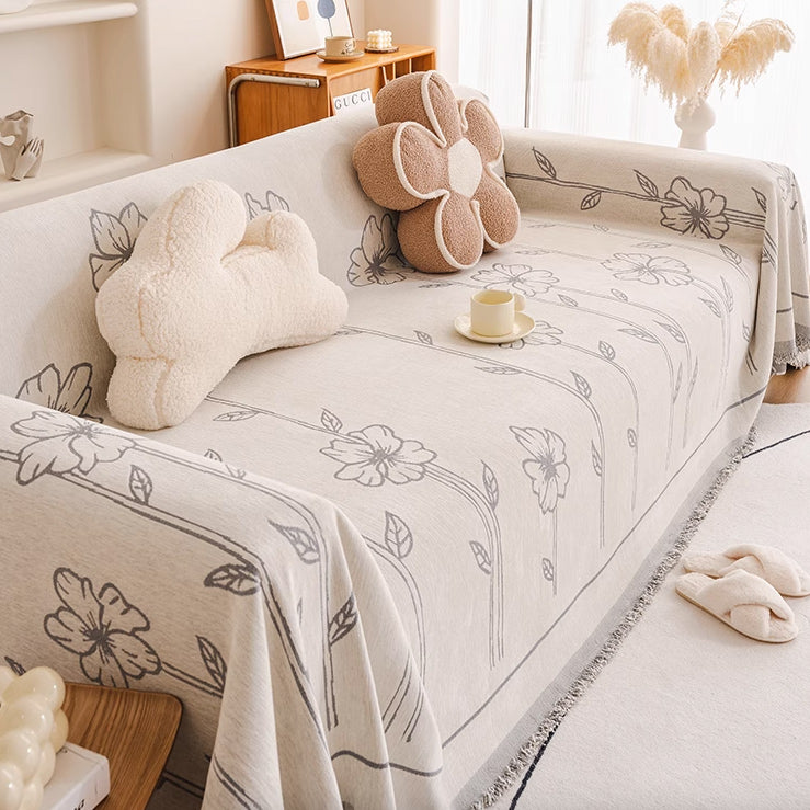 3color natural flower sofa cover