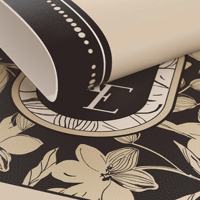 home black flower round table mat