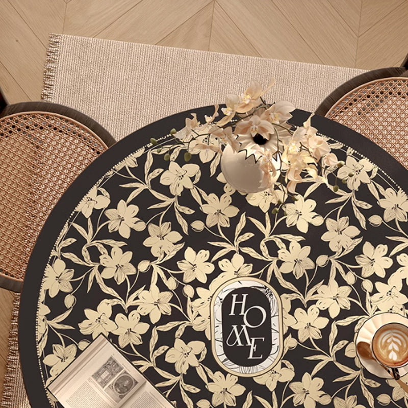 home black flower round table mat