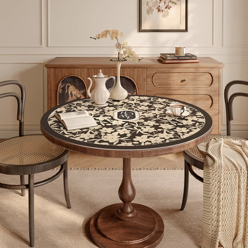home black flower round table mat