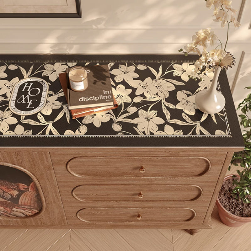 home black flower shelf mat