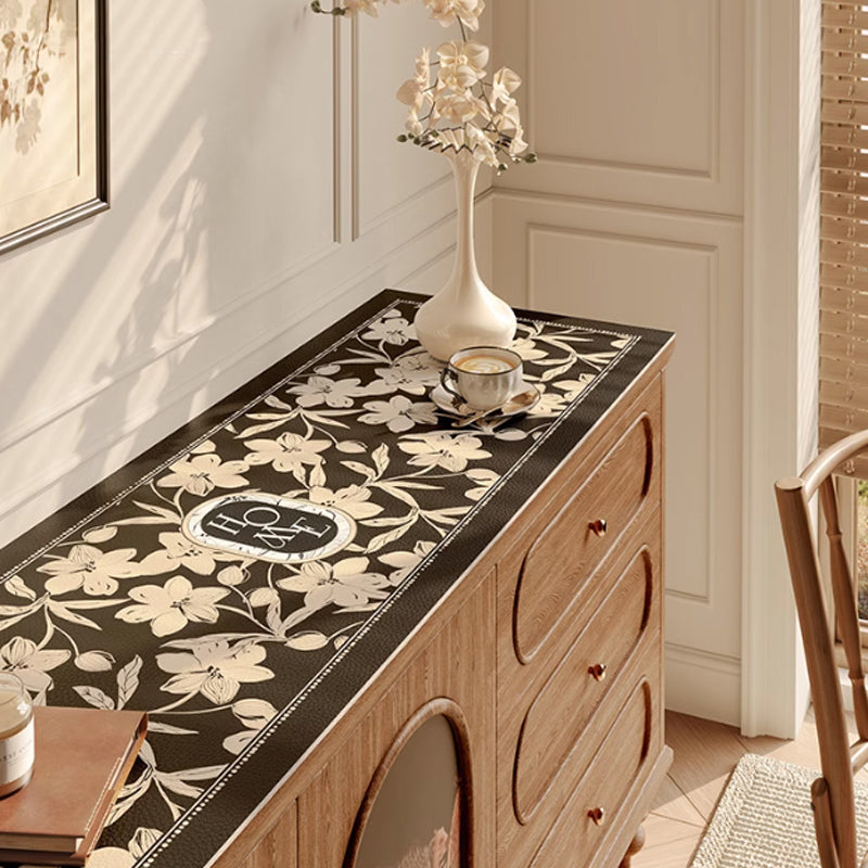 home black flower shelf mat