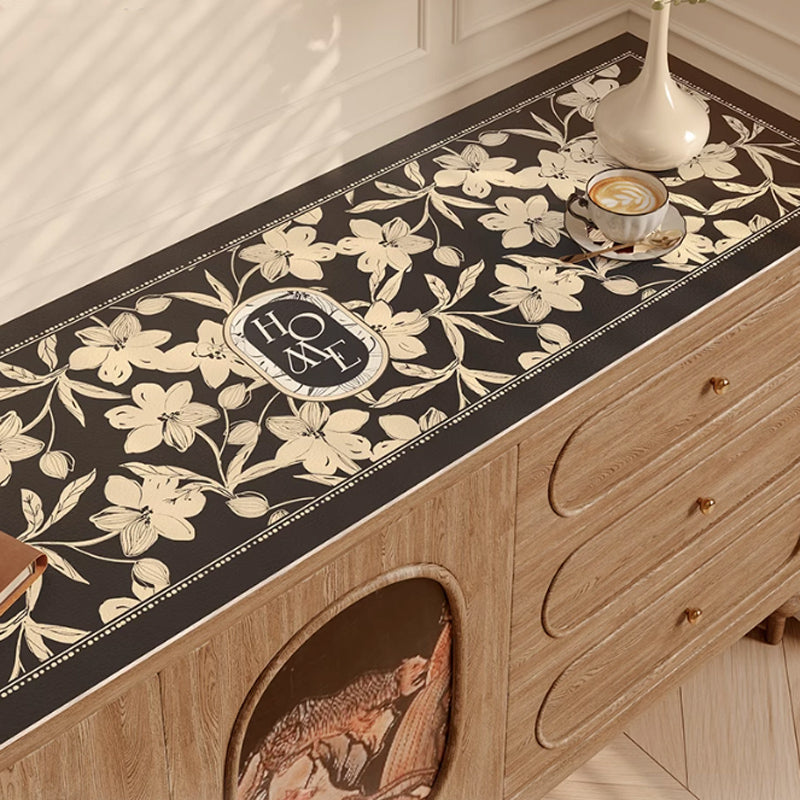 home black flower shelf mat