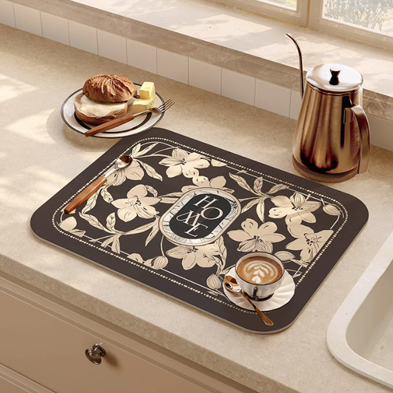 home black flower sink mat