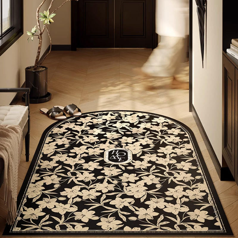 2design home black flower door mat