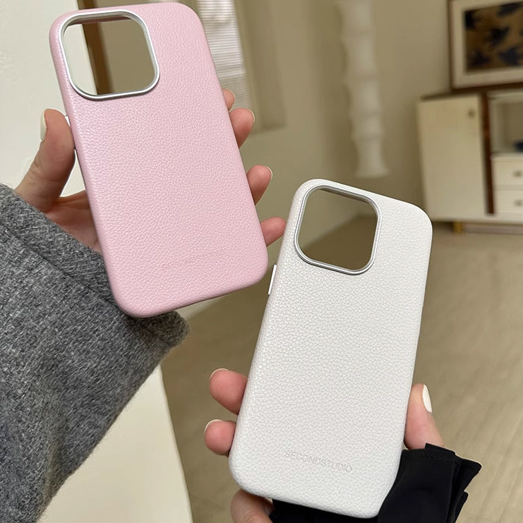 2color simple leather iPhone case