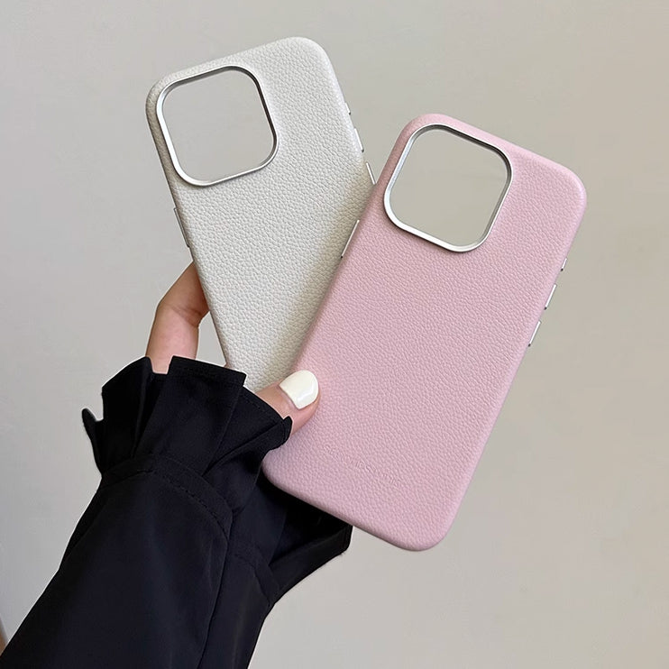 2color simple leather iPhone case