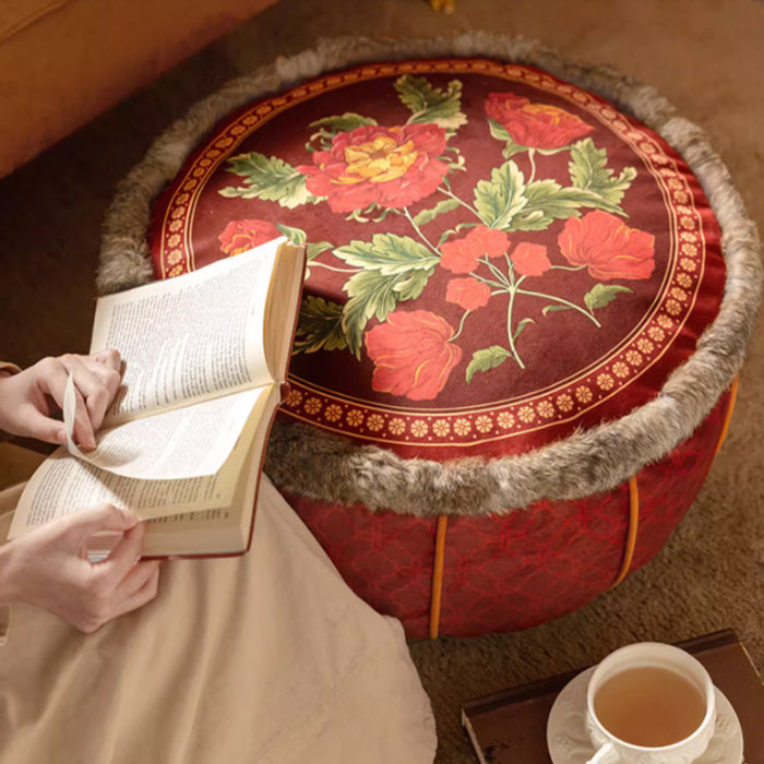 luxury red flower stool