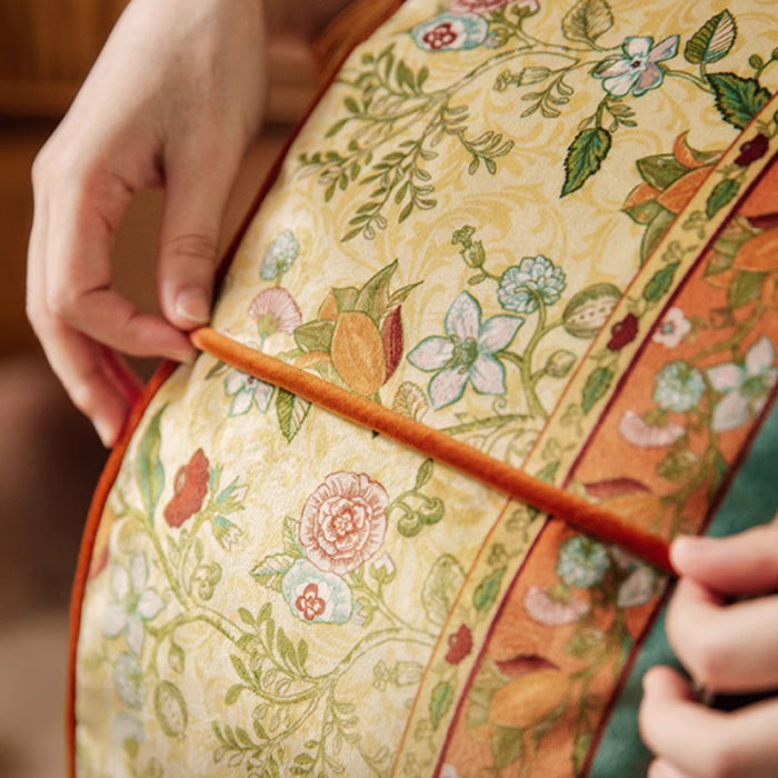ethnic flower round stool