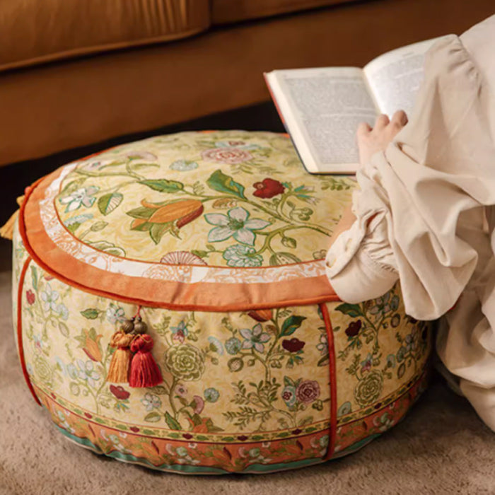 ethnic flower round stool