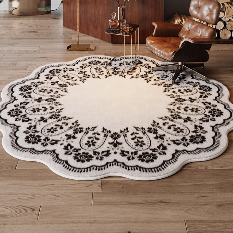 2color round flower carpet