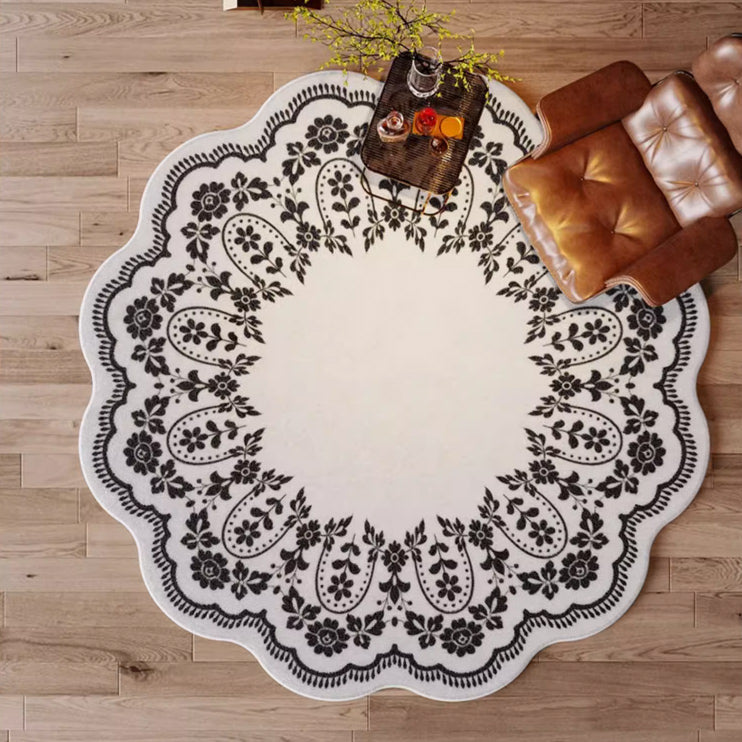 2color round flower carpet