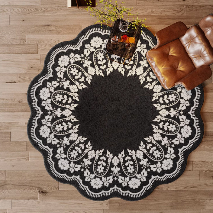 2color round flower carpet