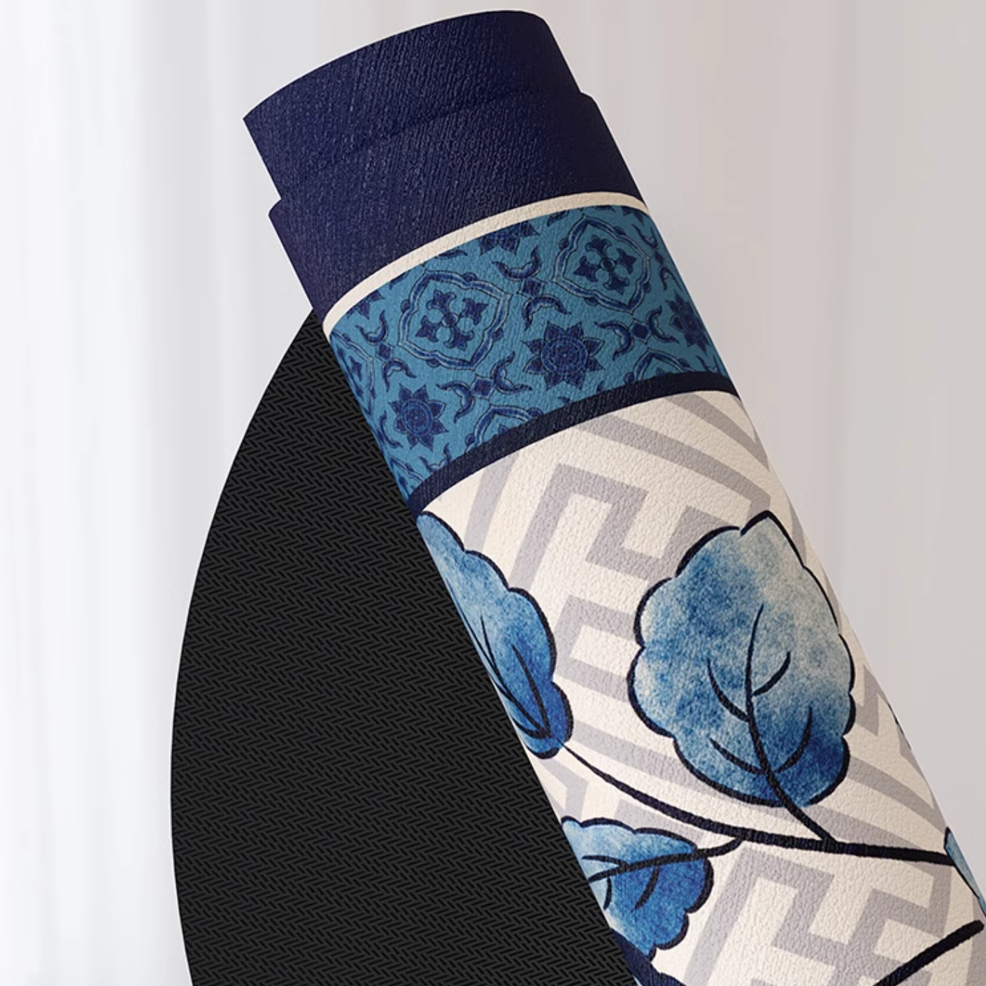 blue flower elegance bath mat