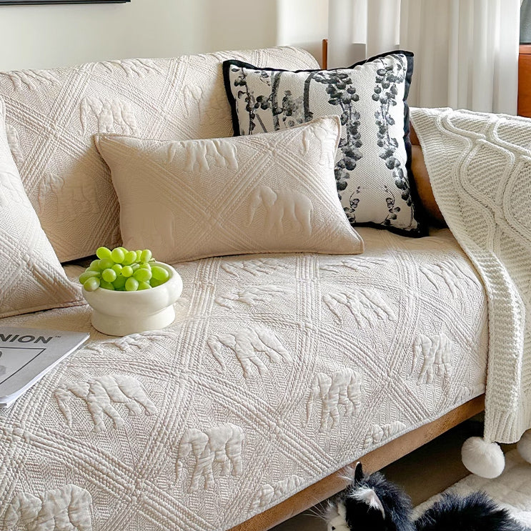 4color embossed elephant sofa cover