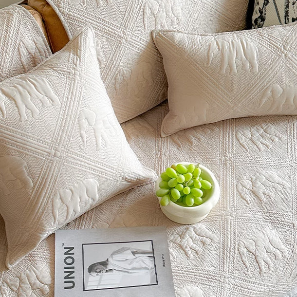 4color embossed elephant sofa cover