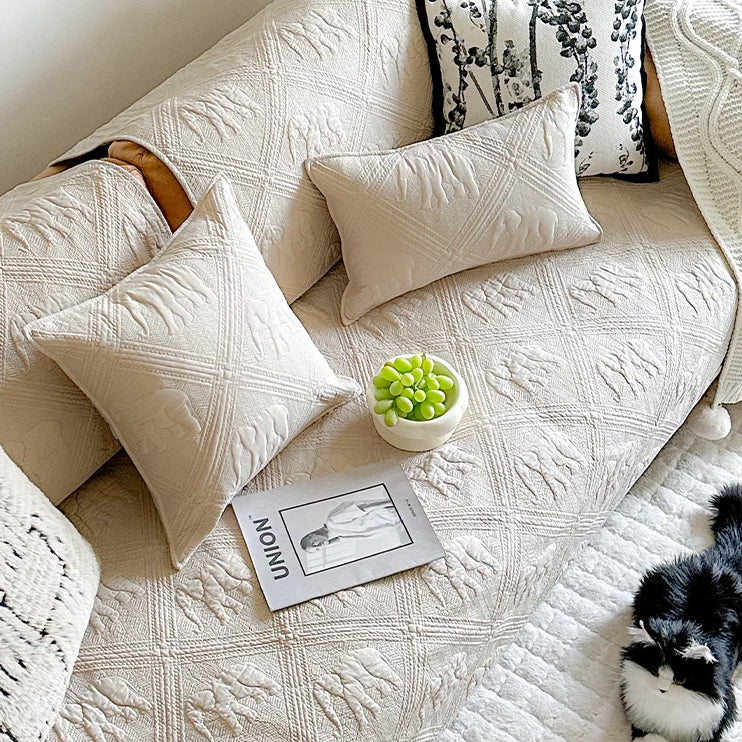 4color embossed elephant sofa cover