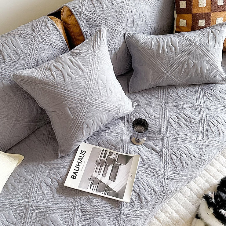 4color embossed elephant sofa cover