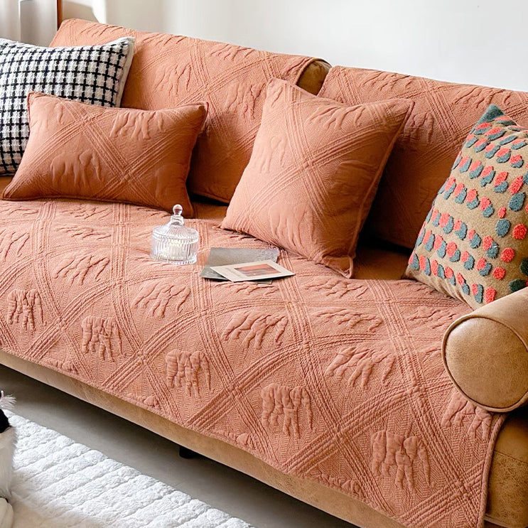 4color embossed elephant sofa cover