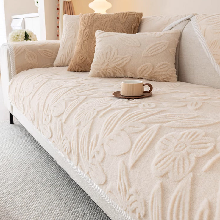 5color flower fur sofa cover