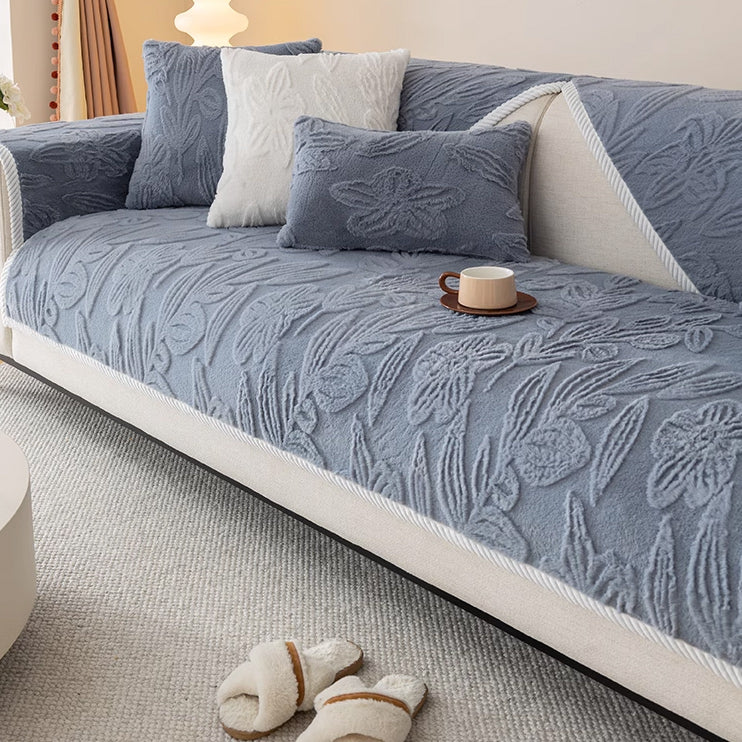 5color flower fur sofa cover