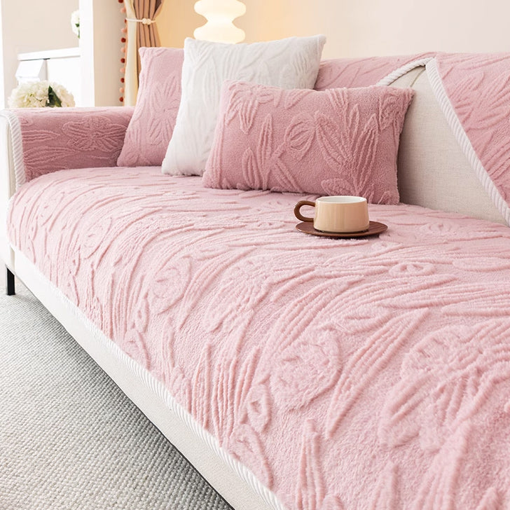 5color flower fur sofa cover