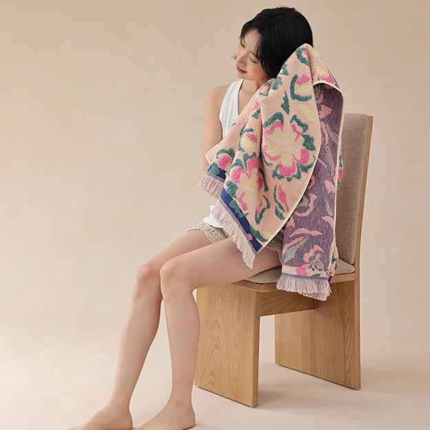jacquard flower towel