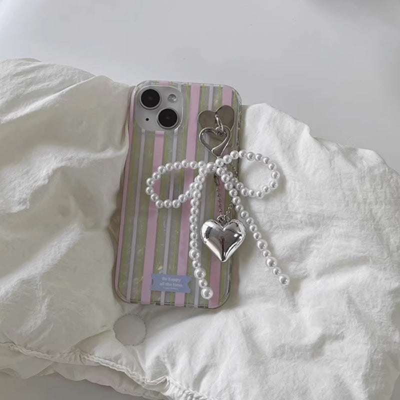 pearl ribbon strap border iPhone case