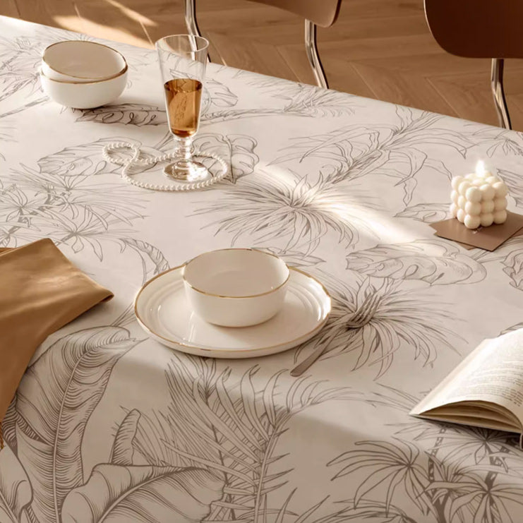 pale botanical table cloth