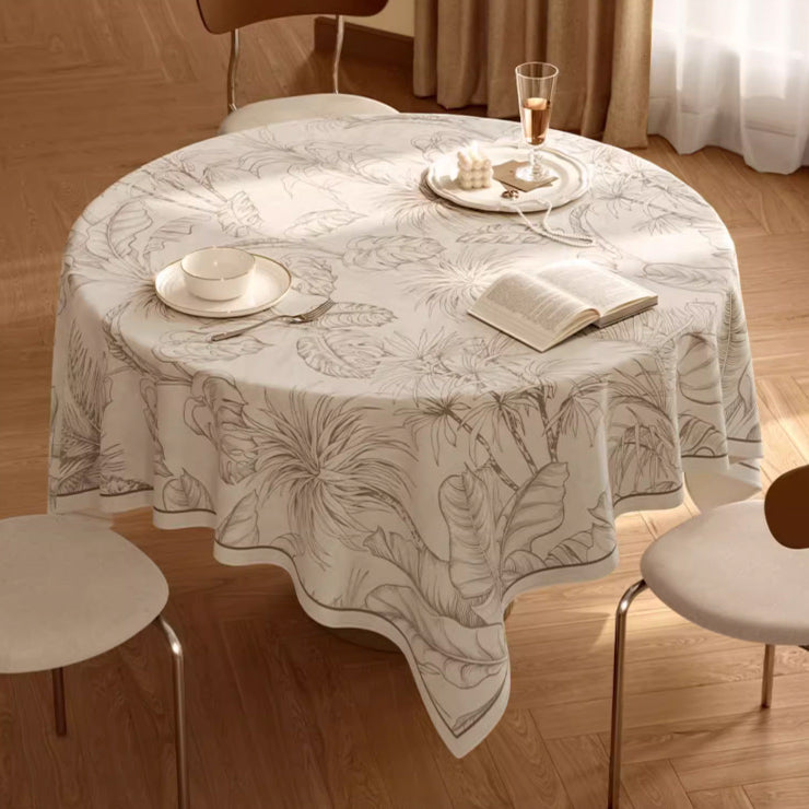 pale botanical table cloth