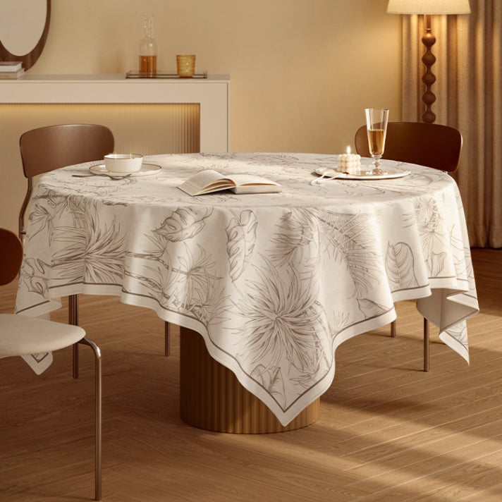 pale botanical table cloth