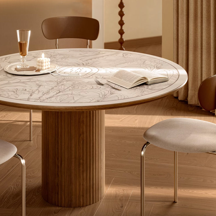 pale botanical round table mat