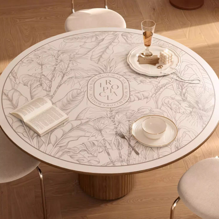pale botanical round table mat