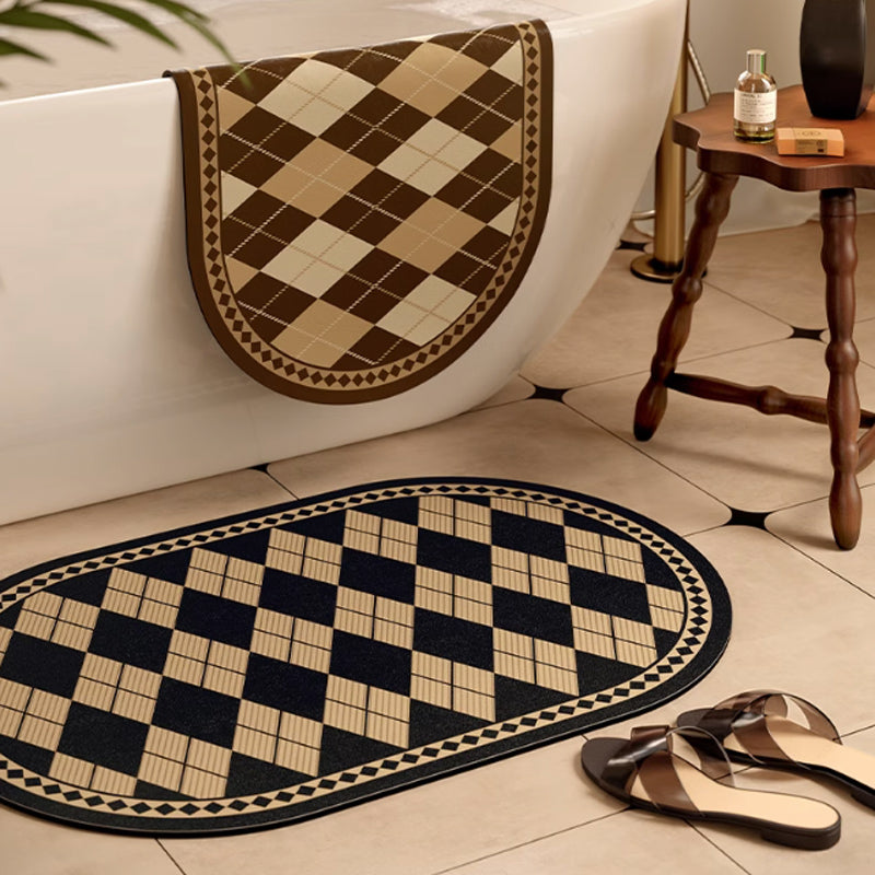 2color argyle check bath mat