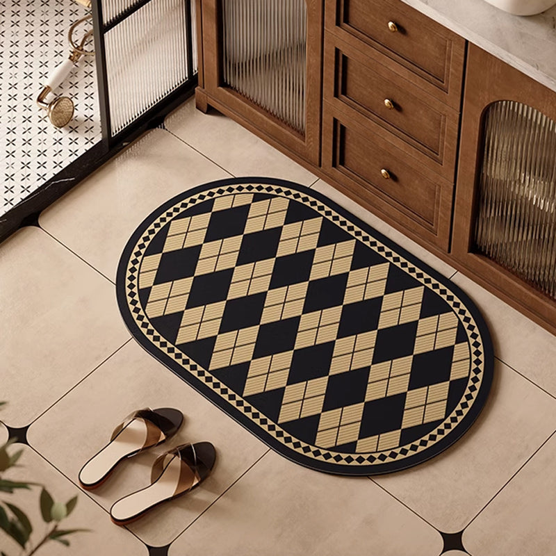 2color argyle check bath mat