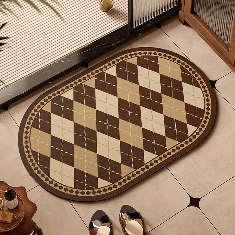 2color argyle check bath mat