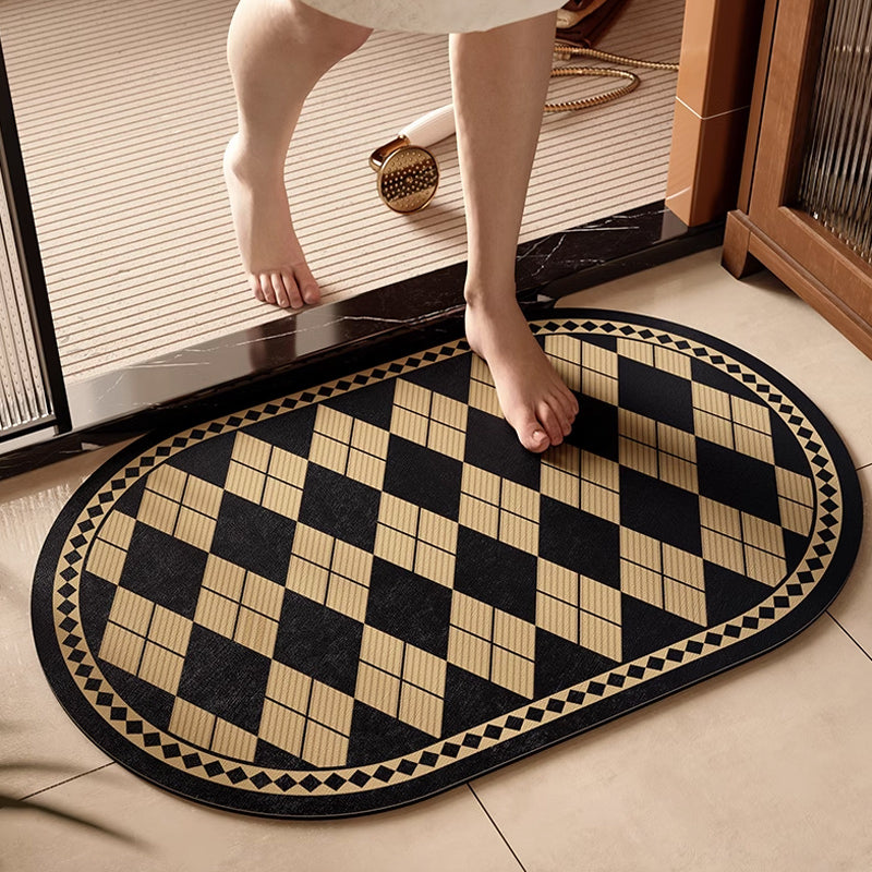 2color argyle check bath mat