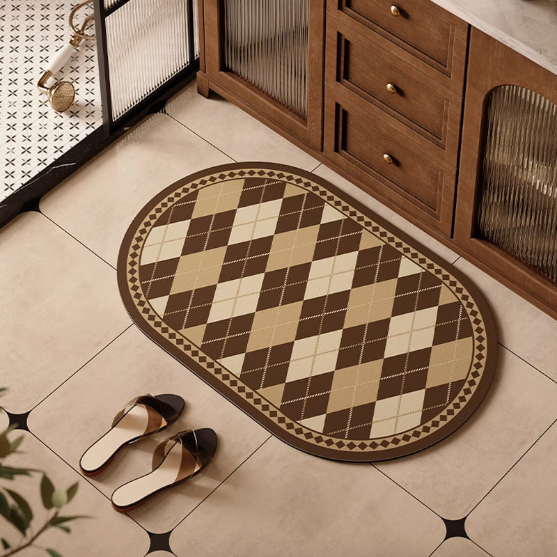 2color argyle check bath mat