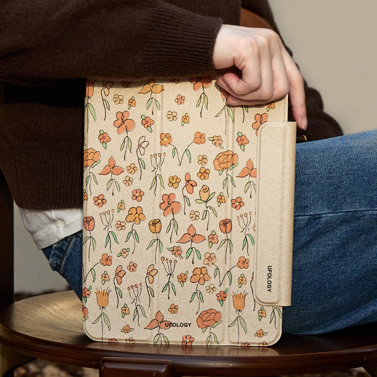 natural retro flower iPad case