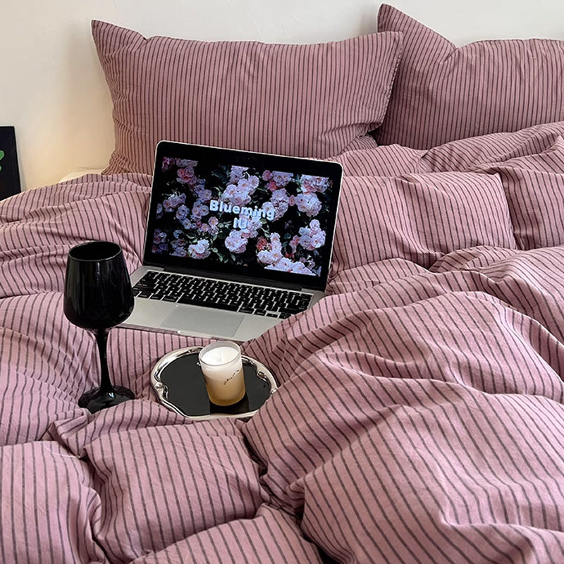 3color thin stripe bedlinen set